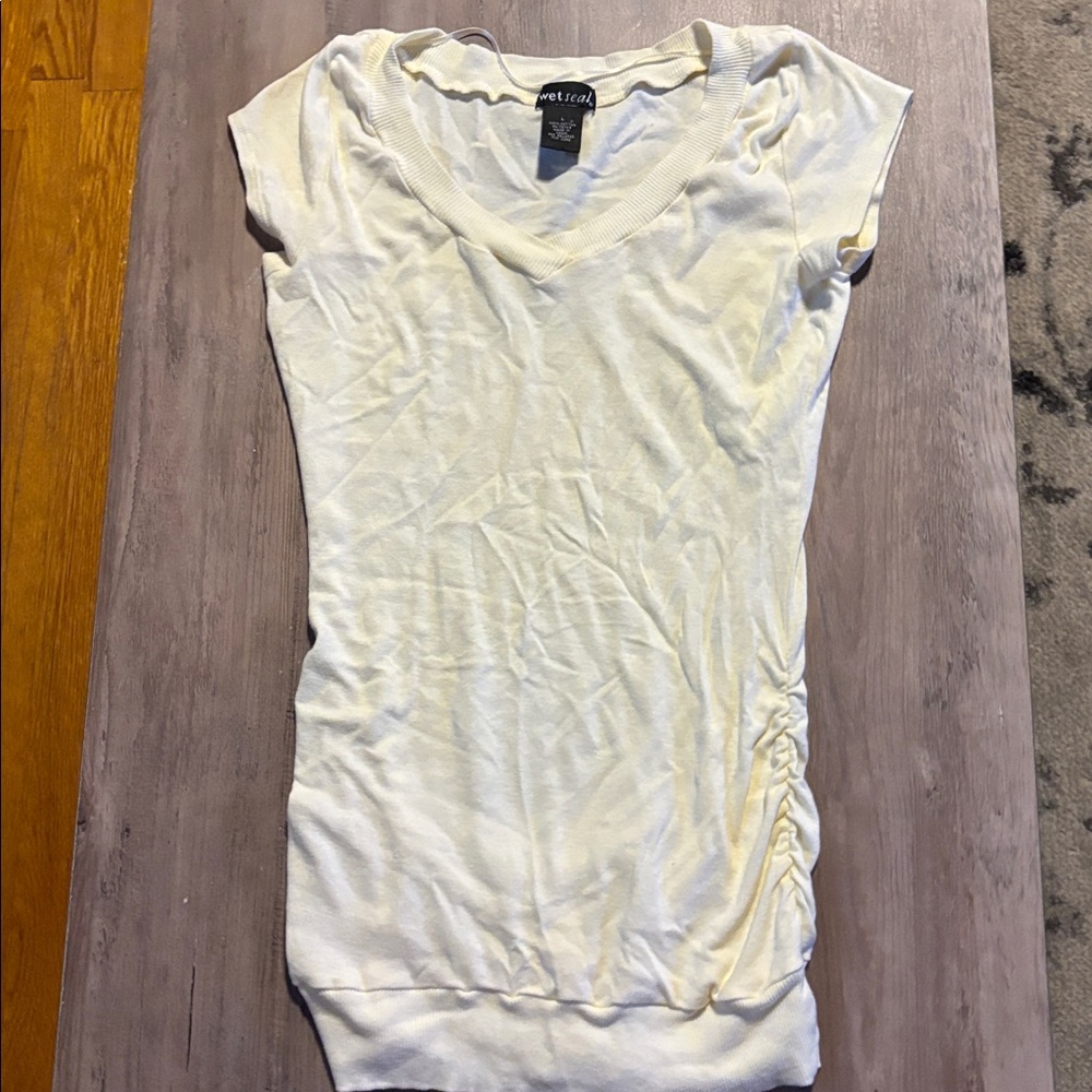 Wet Seal Cream Cap Sleeve Top